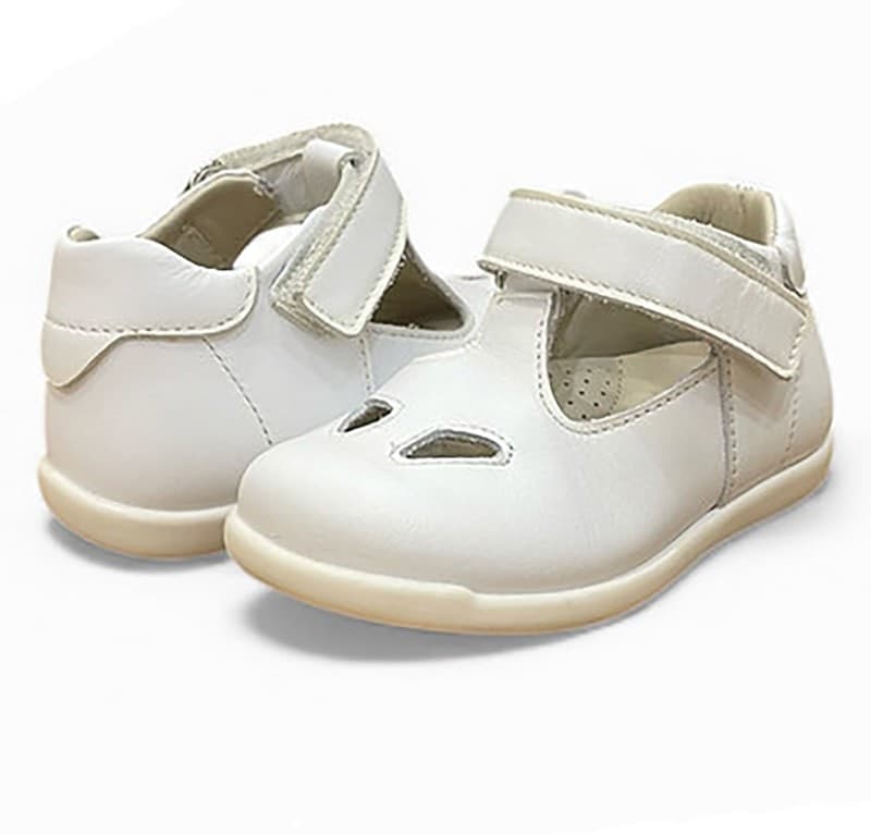 Scarpe bimbo bimba bianche occhietti occhio di bue battesimo cerimonia Rossano Made in Italy - 5