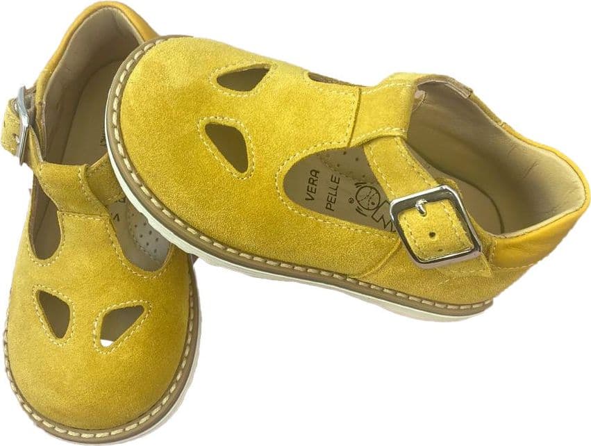 Scarpe bimbo bimba occhietti occhio di bue giallo Rossano Made in Italy - 2