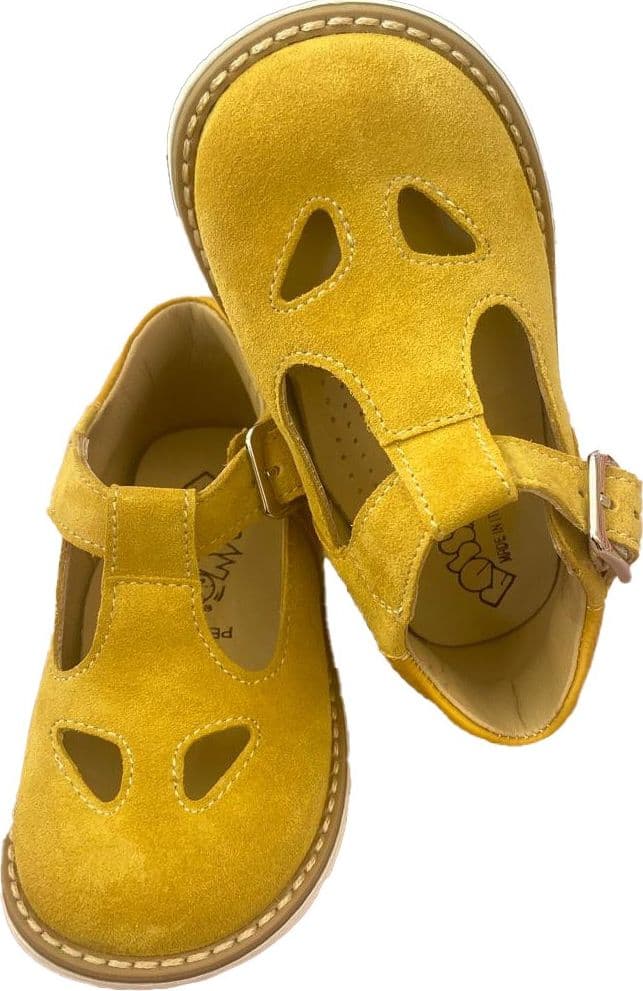 Scarpe bimbo bimba occhietti occhio di bue giallo Rossano Made in Italy - 3