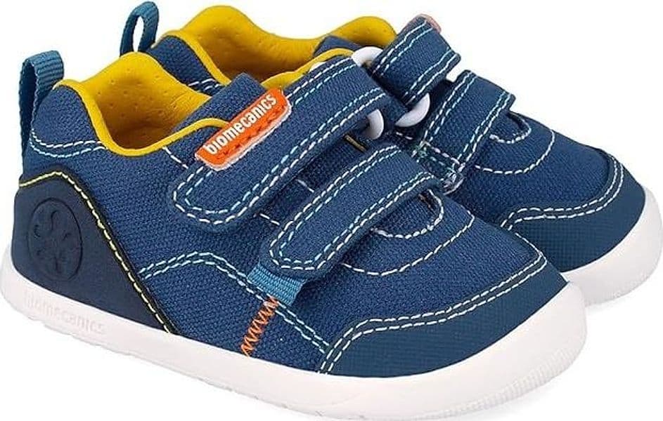 Scarpe tela wide primi passi blu  rosa naturale Biomecanics - 4