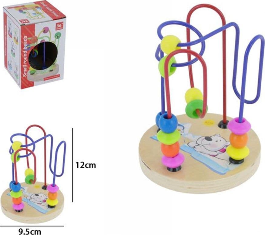 MINI LABIRINTO PERCORSI DI PICCOLE PERLINE COLORATE PER BAMBINI BASE TONDA IN LEGNO 52522A - 2