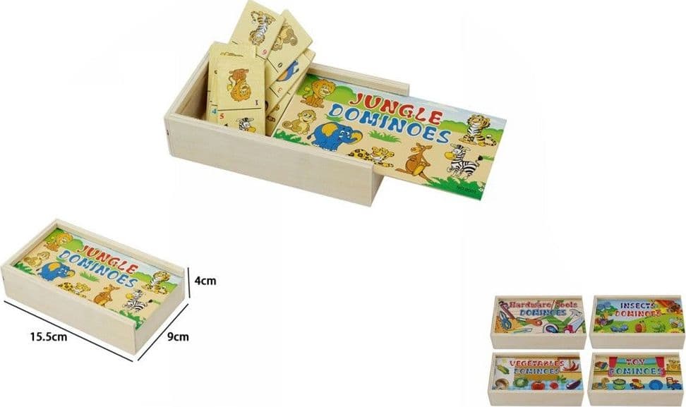 GIOCO EDUCATIVO IMPARARE A GIOCARE A DOMINO IN LEGNO PER BAMBINI A VARI TEMI 07949 - 2