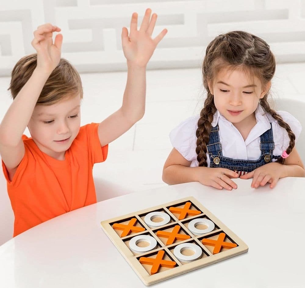 GIOCO DI TRIS IN LEGNO GIOCHI DA TAVOLO CLASSICO INTERATTIVO PER BAMBINI ADULTI 74369 - 3