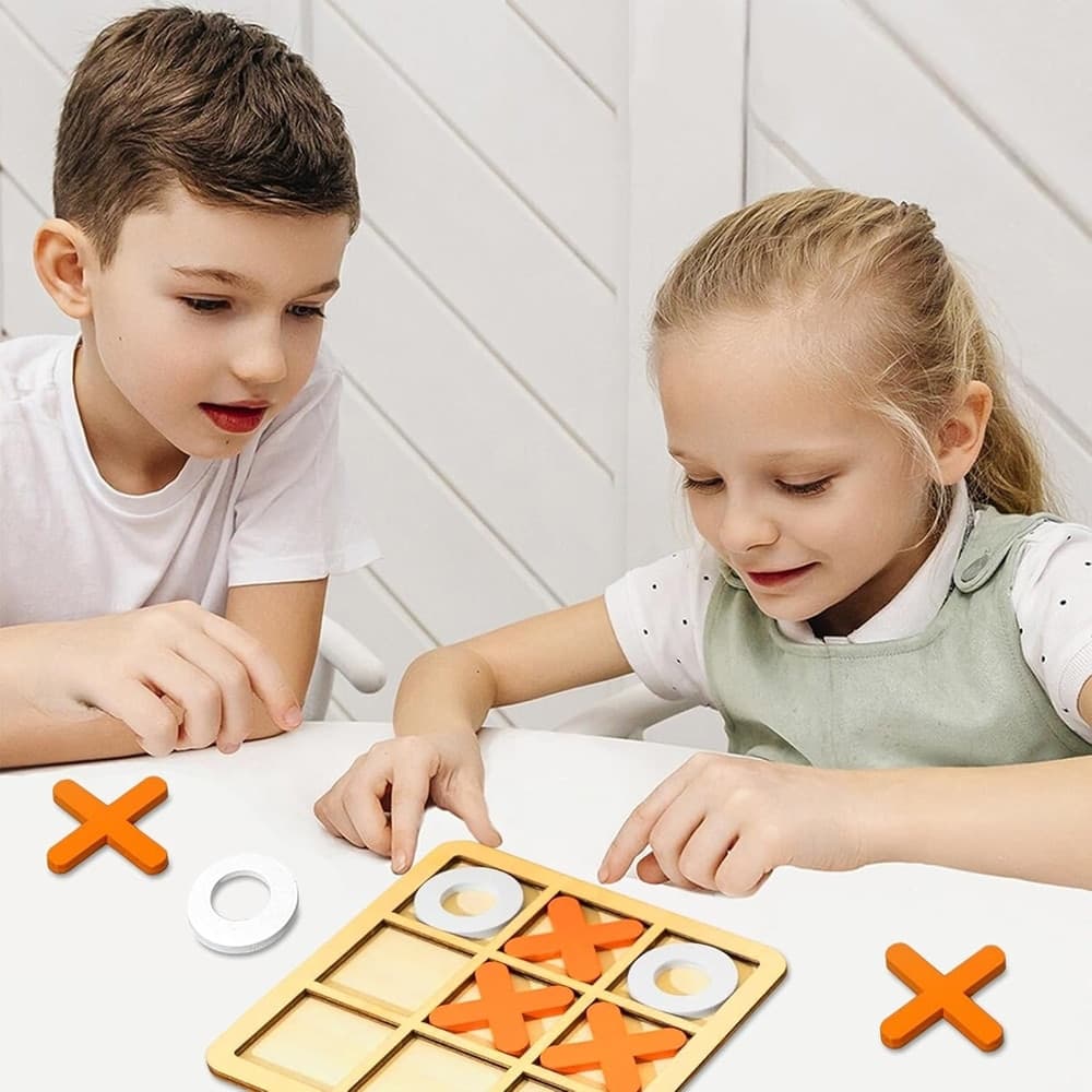 GIOCO DI TRIS IN LEGNO GIOCHI DA TAVOLO CLASSICO INTERATTIVO PER BAMBINI ADULTI 74369 - 4