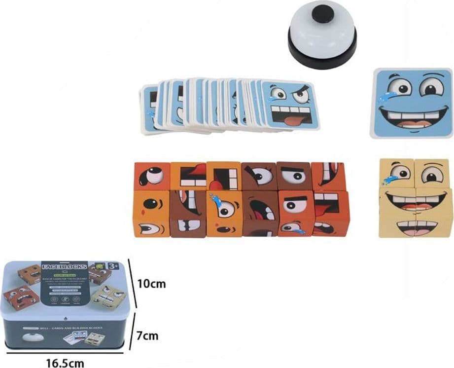GIOCO BLOCCHI LEGNO CUBO MAGICO CON CAMPANELLINO MINI PUZZLE ESPRESSIONI PER BAMBINI 32341 - 2