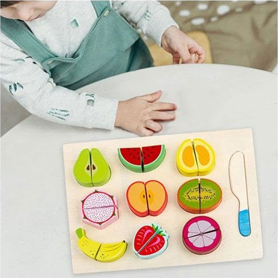 SET GIOCATTOLI TAGLIA E GIOCA IN LEGNO TEMA FRUTTA CUCINA PER BAMBINI EDUCATIVO 07290 - 3