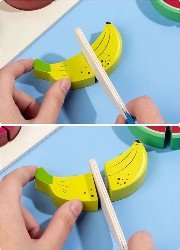 SET GIOCATTOLI TAGLIA E GIOCA IN LEGNO TEMA FRUTTA CUCINA PER BAMBINI EDUCATIVO 07290 - 5