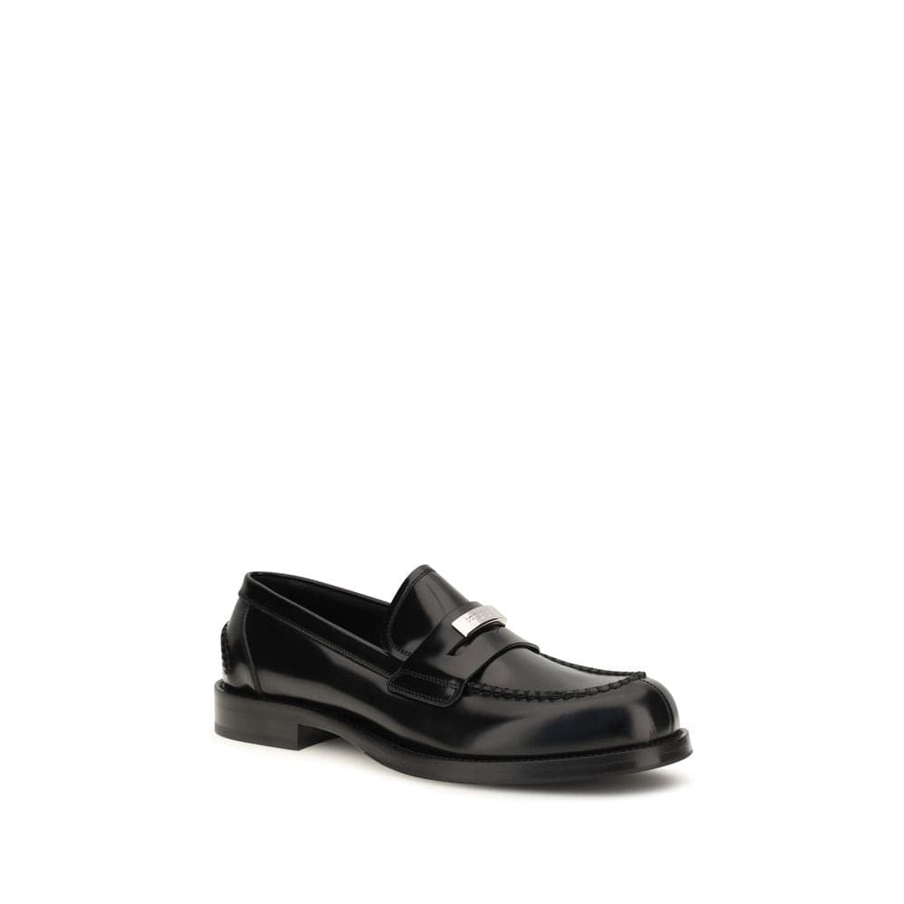 Dolce & Gabbana Black Calf Leather Bos Taurus Slip-On Loafers - 2