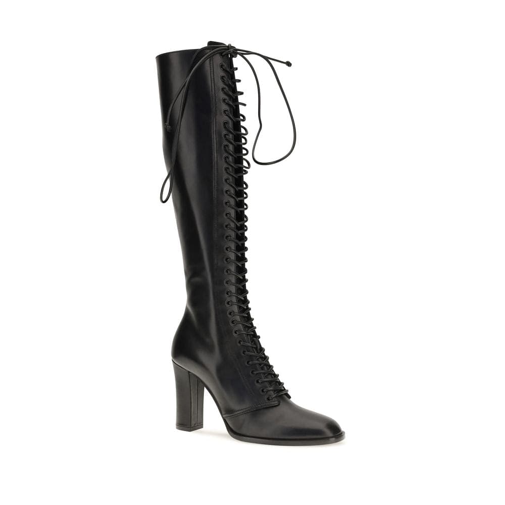 Dolce & Gabbana Black Calf Leather Bos Taurus Lace-Up Boots - 2