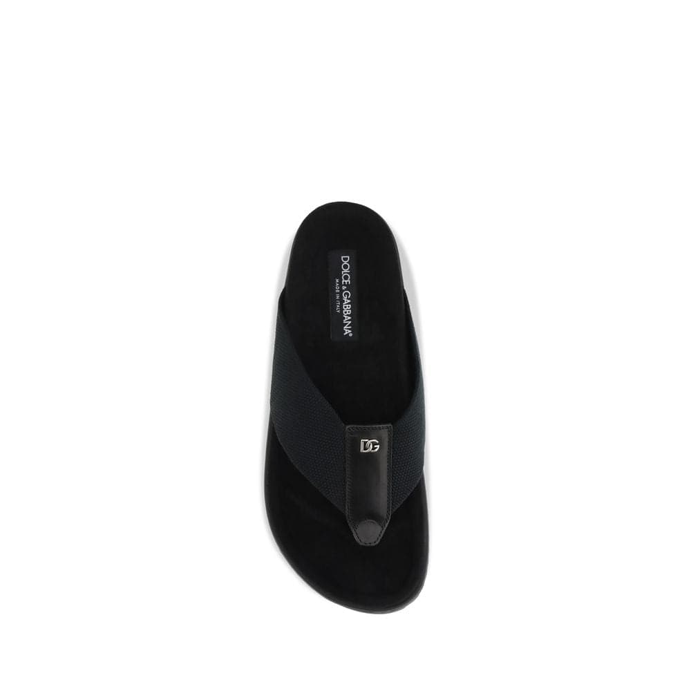 Dolce & Gabbana Black Polyester Flip-Flop Sandals - 4