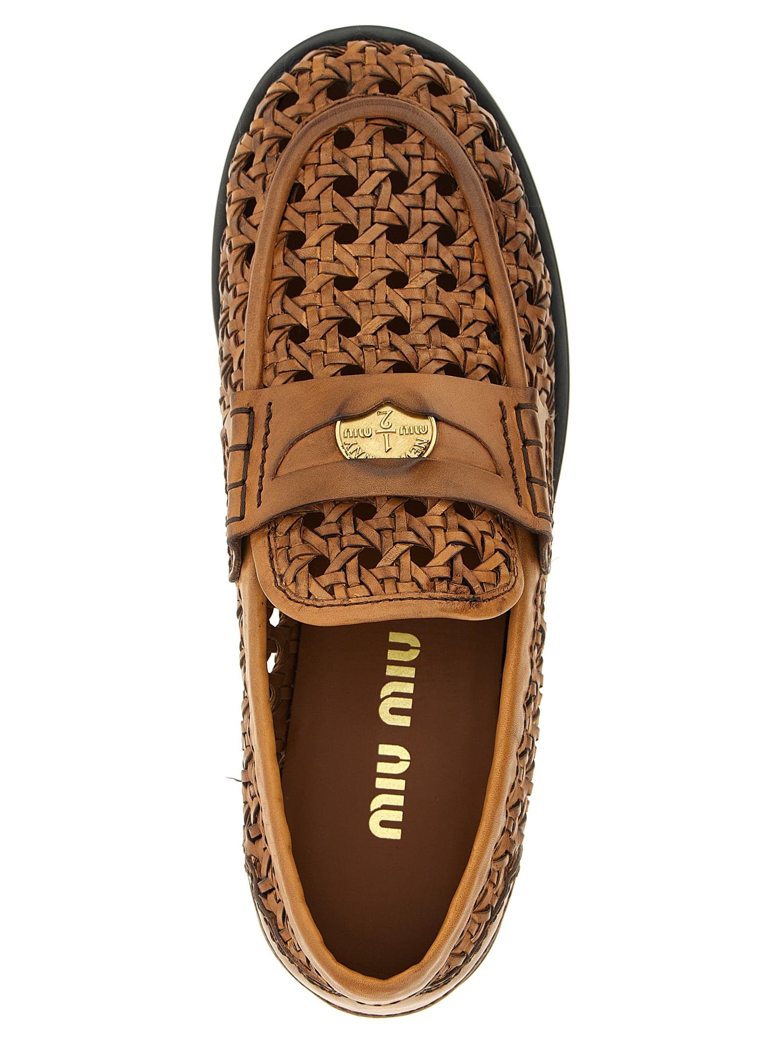 Miu Miu Brown Calfskin Slip-On Loafers - 4