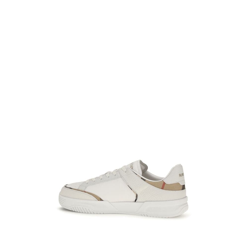 Burberry White Calf Leather Bos Taurus Low Top Sneakers - 3