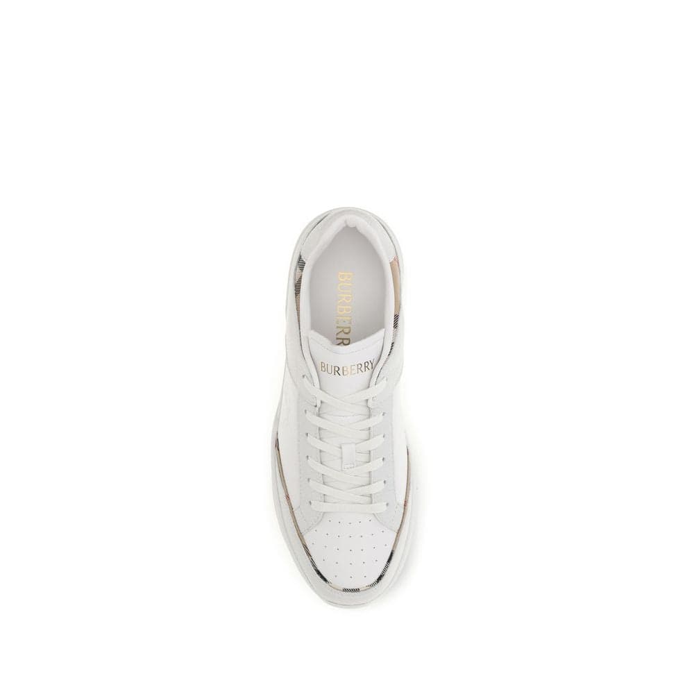 Burberry White Calf Leather Bos Taurus Low Top Sneakers - 4