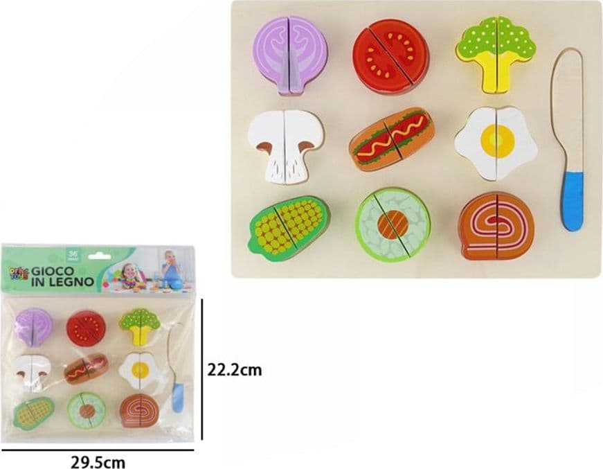 SET GIOCATTOLI TAGLIA E GIOCA IN LEGNO TEMA VERDURE CUCINA PER BAMBINI EDUCATIVO 07289 - 2