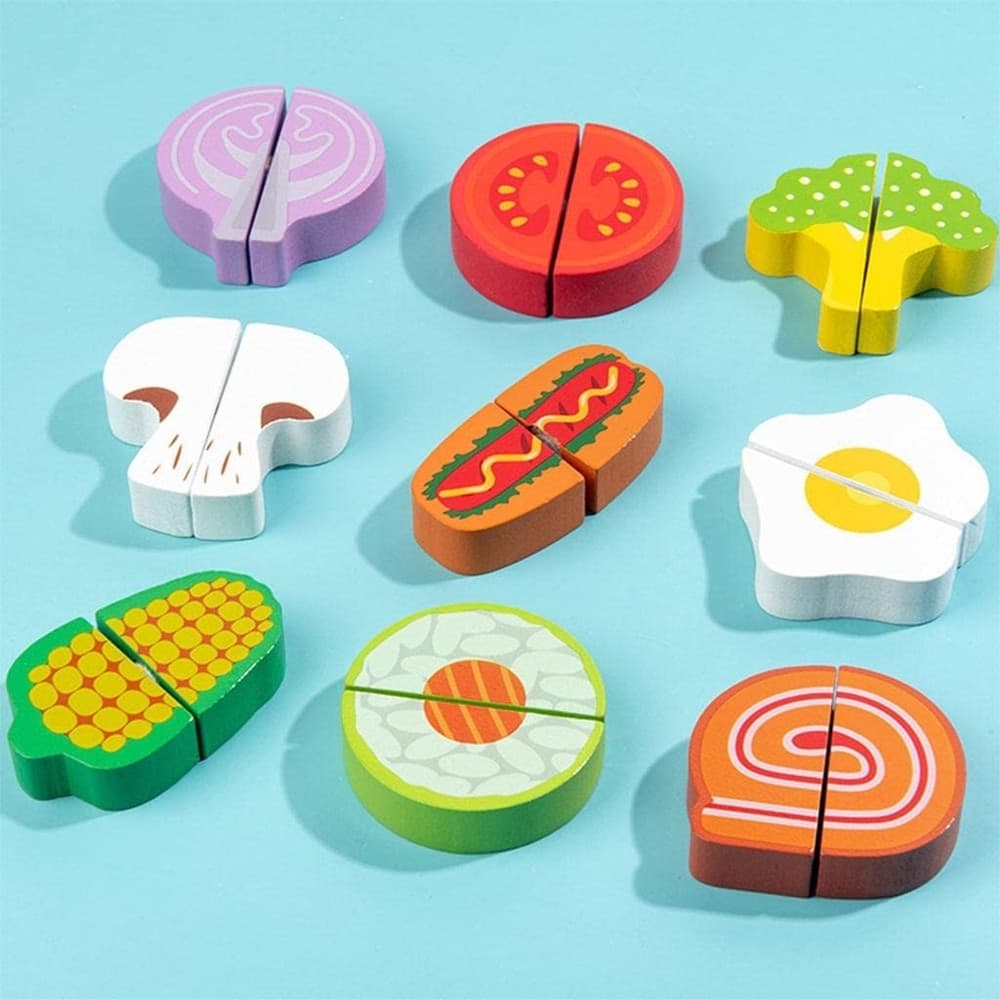 SET GIOCATTOLI TAGLIA E GIOCA IN LEGNO TEMA VERDURE CUCINA PER BAMBINI EDUCATIVO 07289 - 3