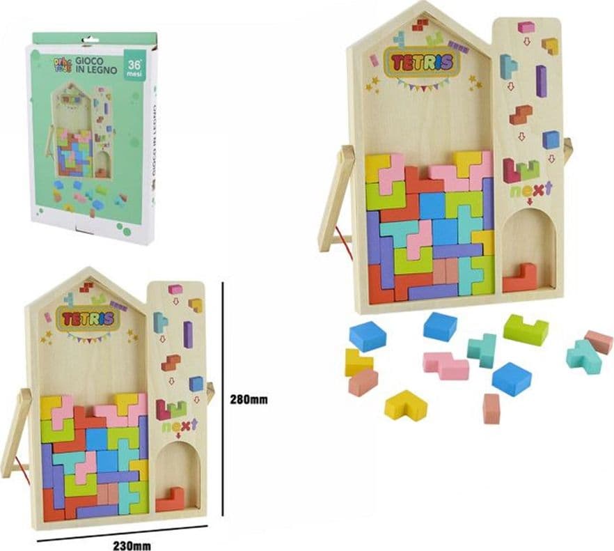 GIOCO IN LEGNO TETRIS A FORMA DI CASETTA PUZZLE INCASTRO PER BAMBINI EDUCATIVO 31591 - 2