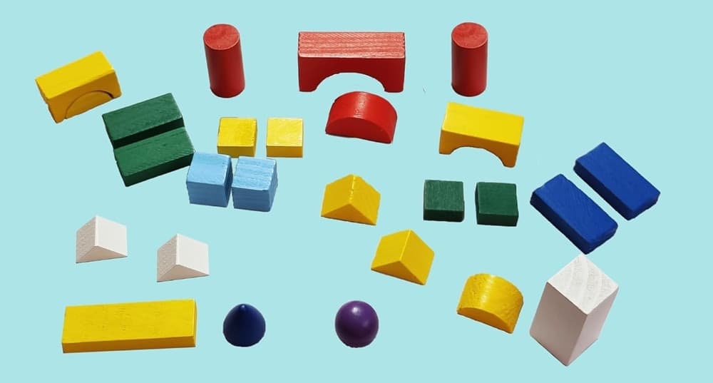 SET 26PZ DI FORME 3D IN LEGNO BLOCCHI DA COSTRUZIONE GIOCO COLORATO CREATIVO 52304A - 3