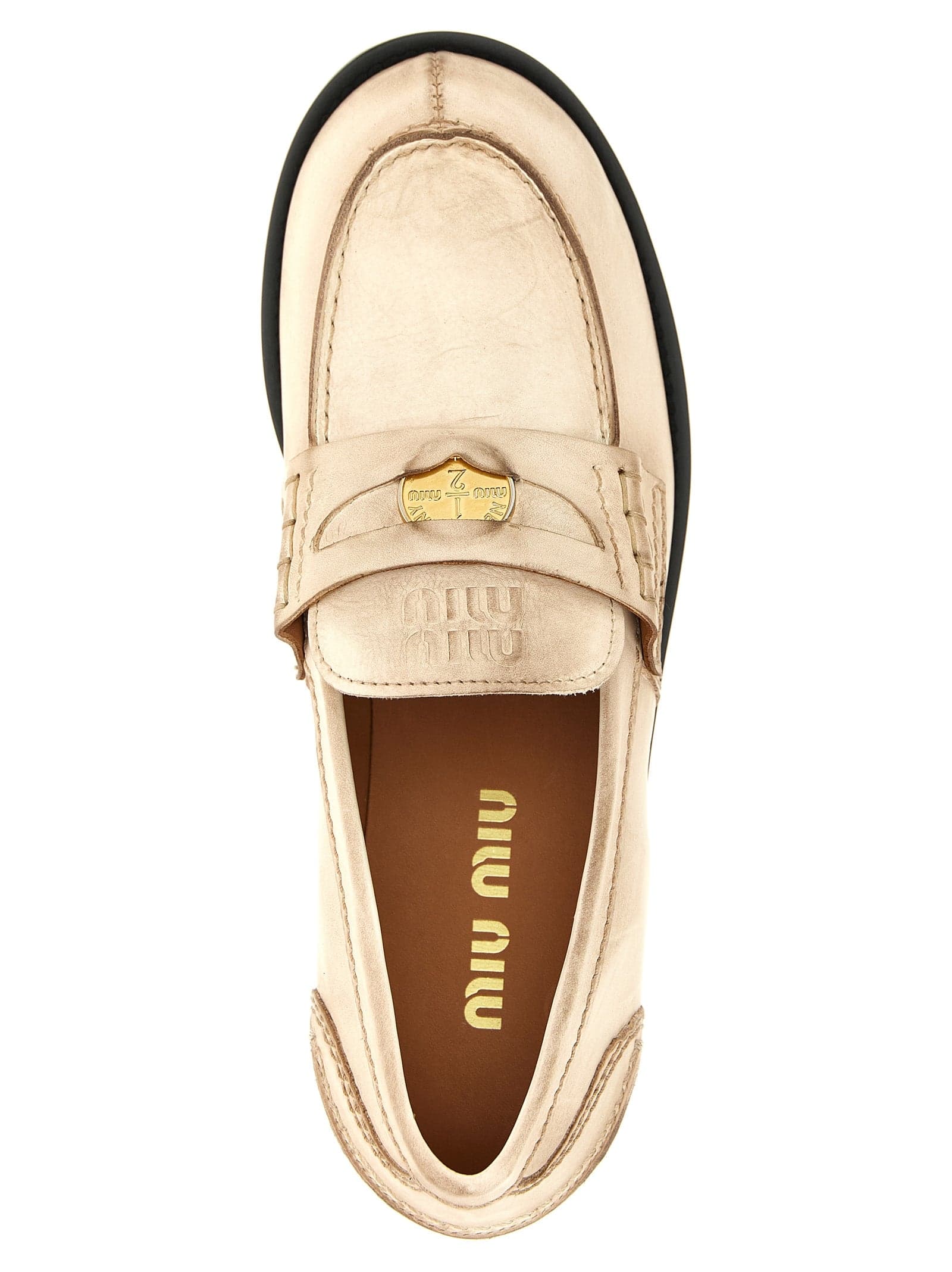 Miu Miu White Calfskin Slip-On Loafers - 4