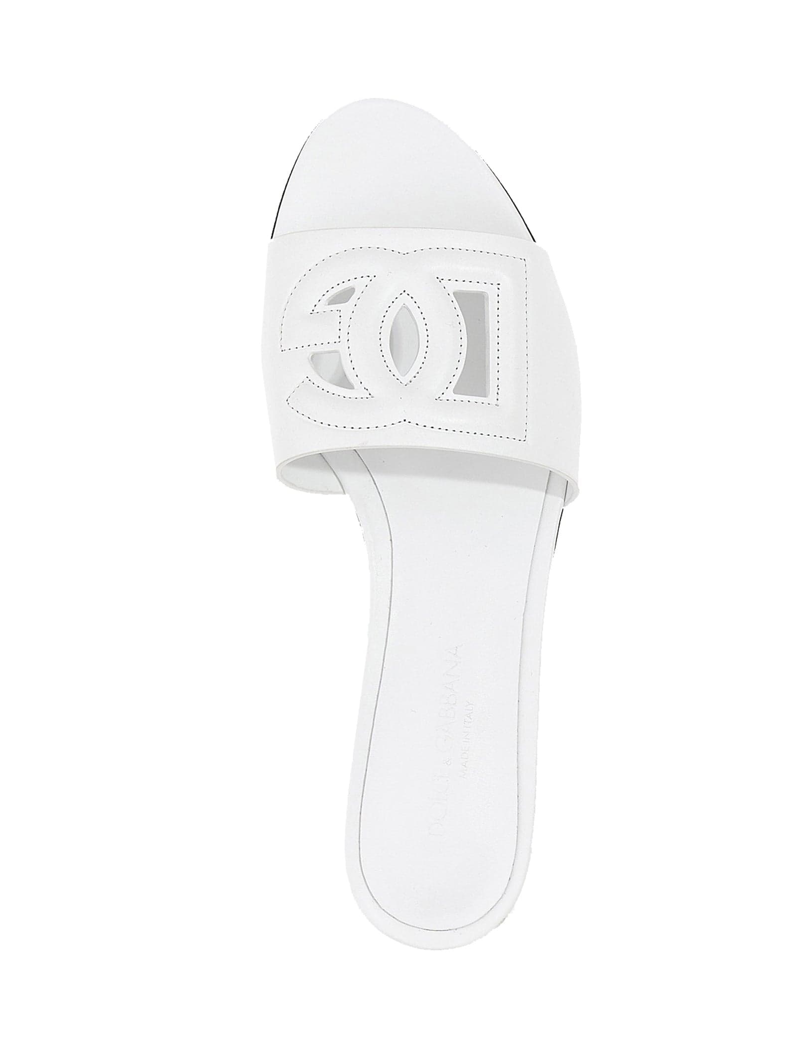 Dolce & Gabbana White Calfskin Slides - 3