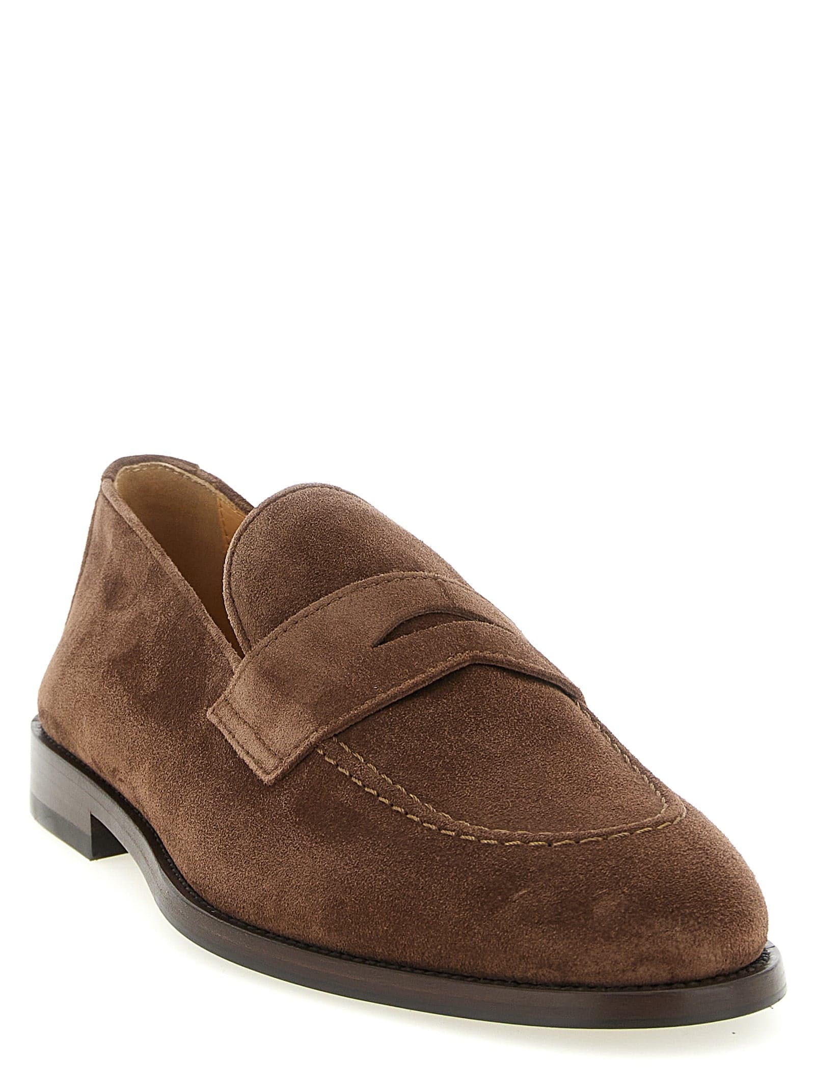 Brunello Cucinelli Brown Calfskin Slip-On Loafers - 2