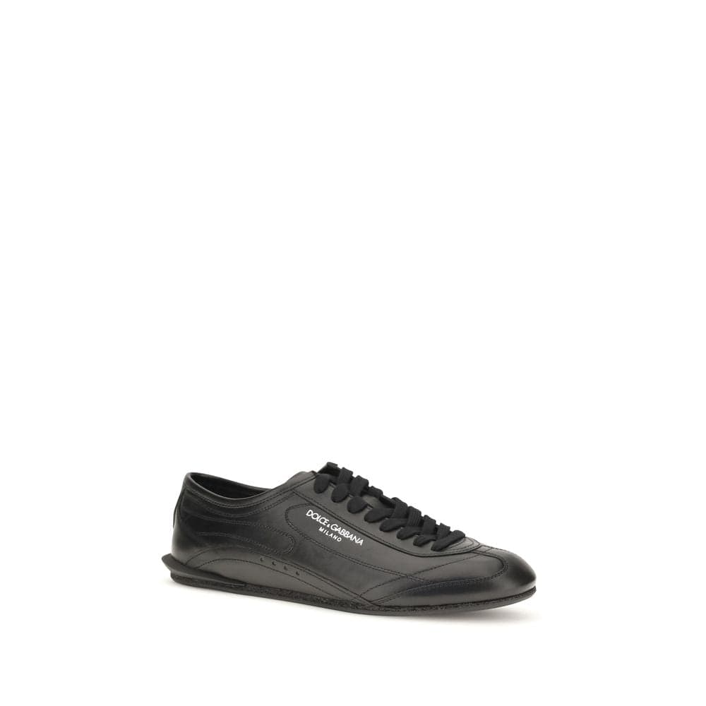 Dolce & Gabbana Black Calf Leather Bos Taurus Low Top Sneakers - 2