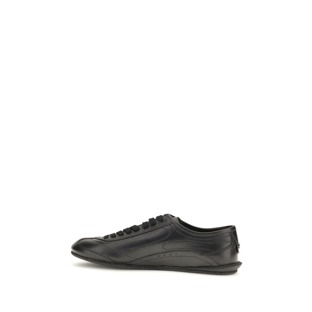 Dolce & Gabbana Black Calf Leather Bos Taurus Low Top Sneakers - 3