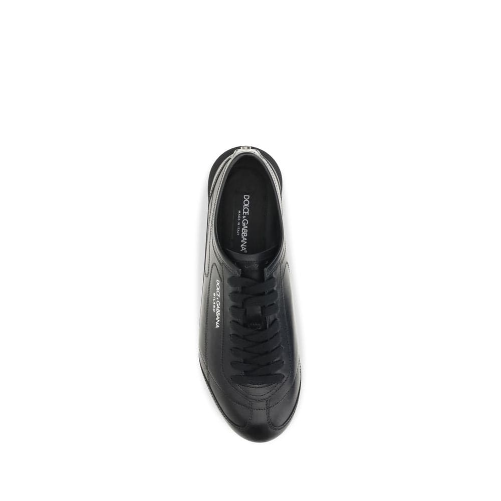 Dolce & Gabbana Black Calf Leather Bos Taurus Low Top Sneakers - 4
