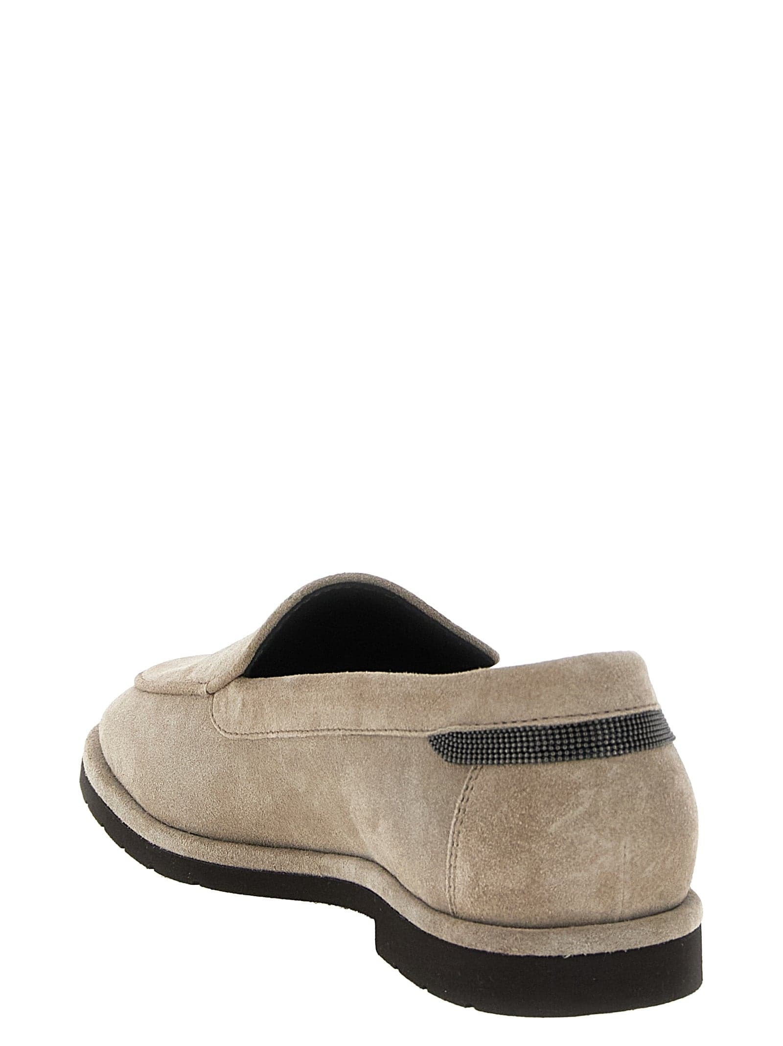 Brunello Cucinelli Beige Calfskin Slip-On Loafers - 3