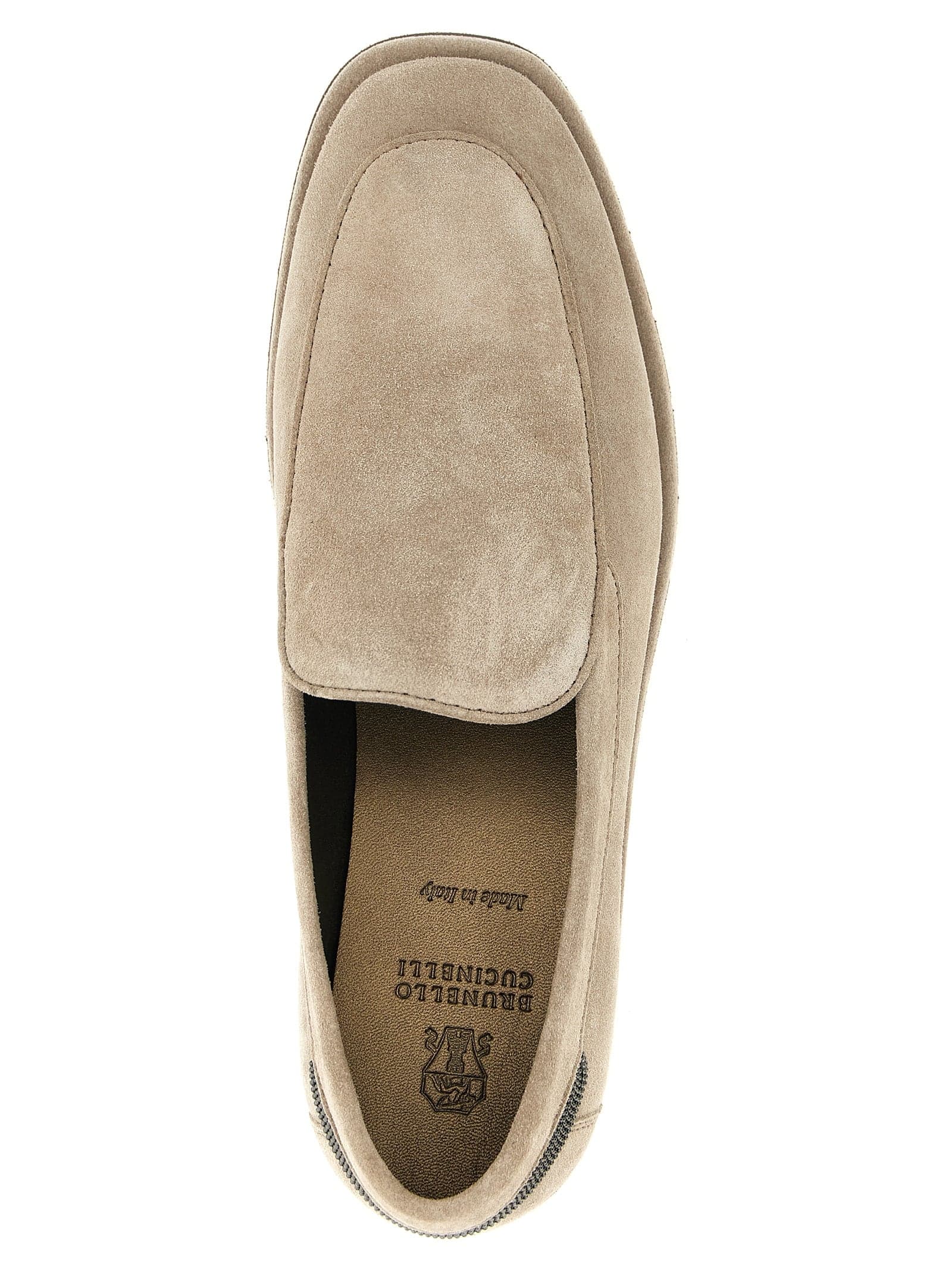 Brunello Cucinelli Beige Calfskin Slip-On Loafers - 4