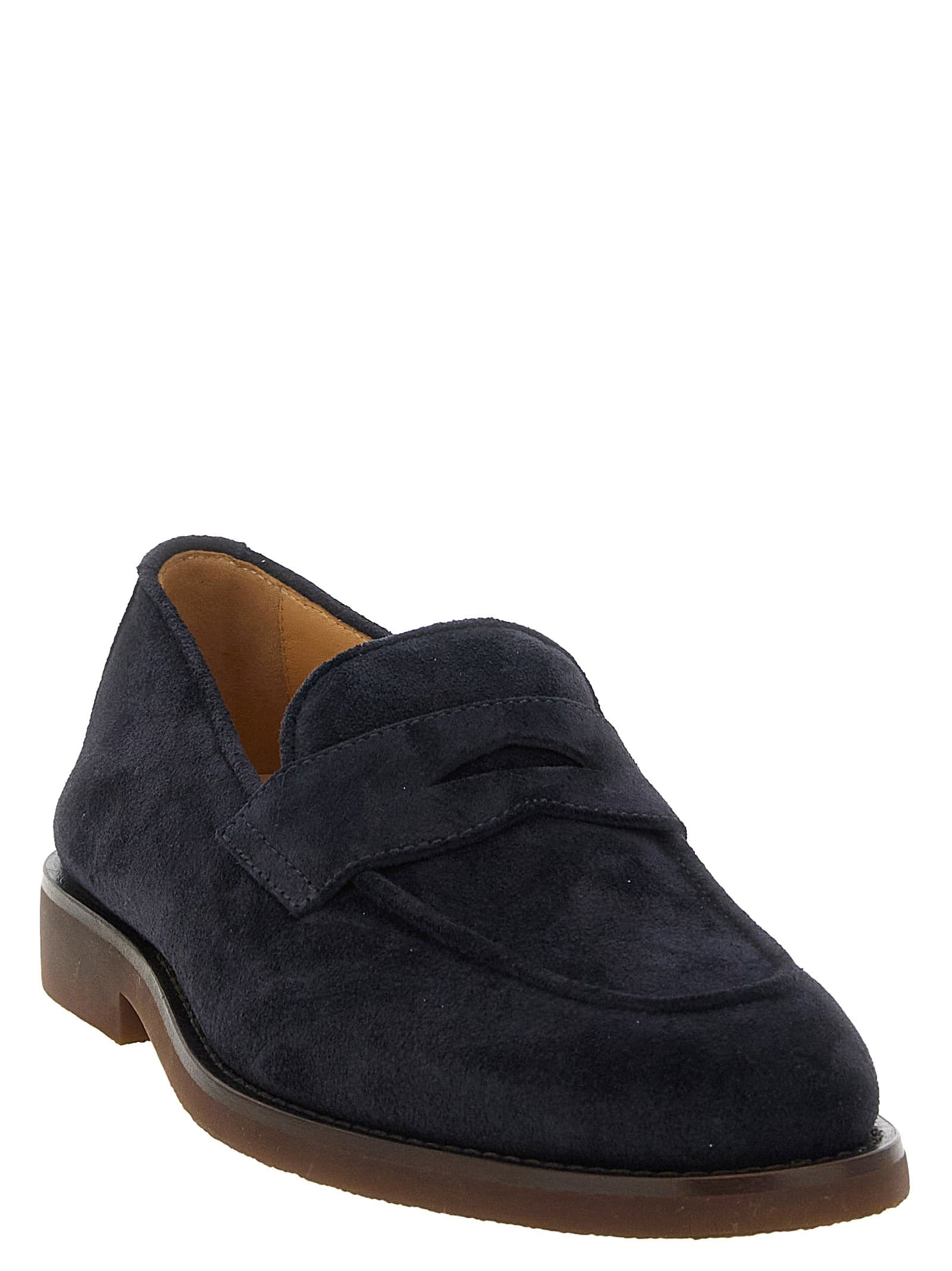 Brunello Cucinelli Blue Calfskin Slip-On Loafers - 2