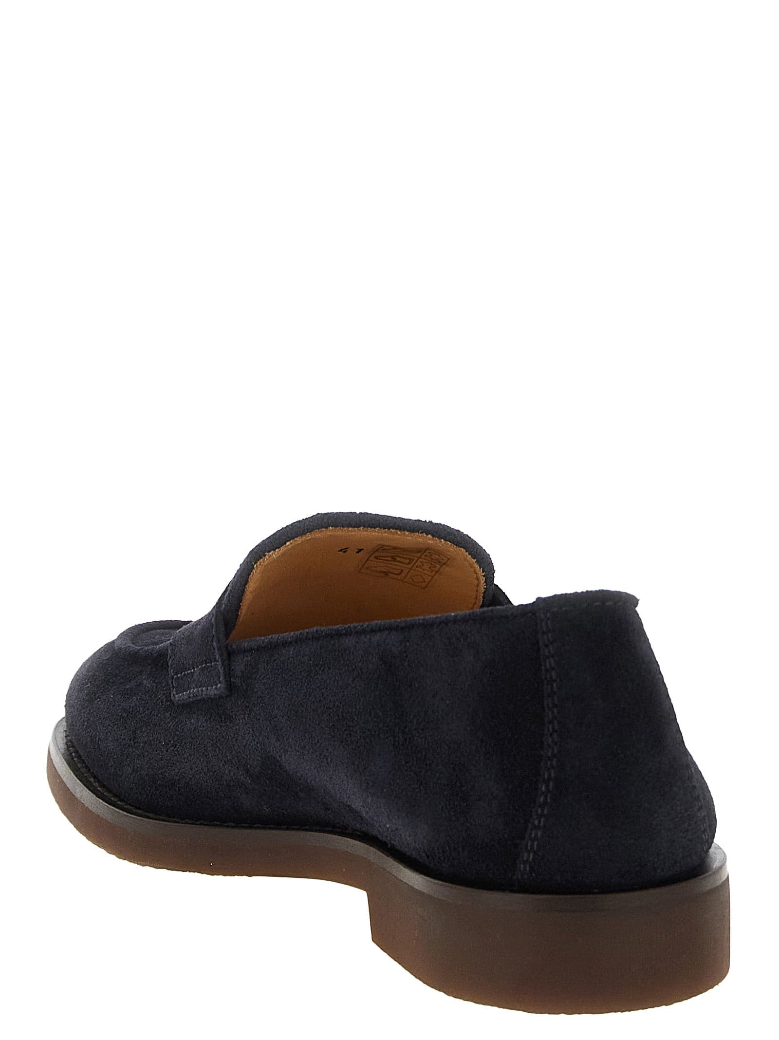 Brunello Cucinelli Blue Calfskin Slip-On Loafers - 3