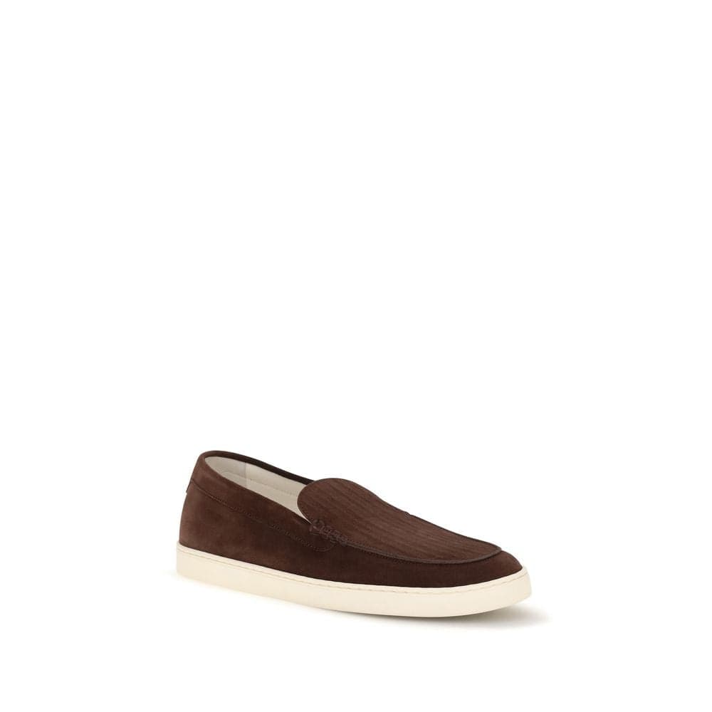 Brunello Cucinelli Bordeaux Calf Leather Bos Taurus Slip-On Loafers - 2