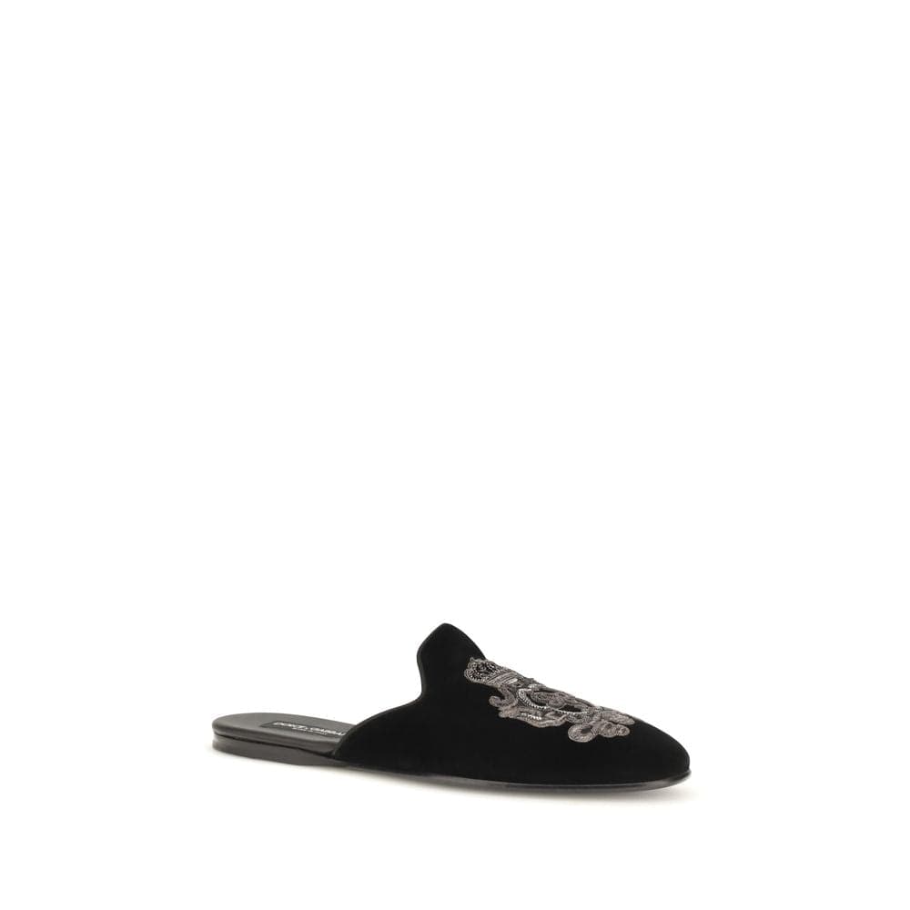 Dolce & Gabbana Black Velvet Flats - 2