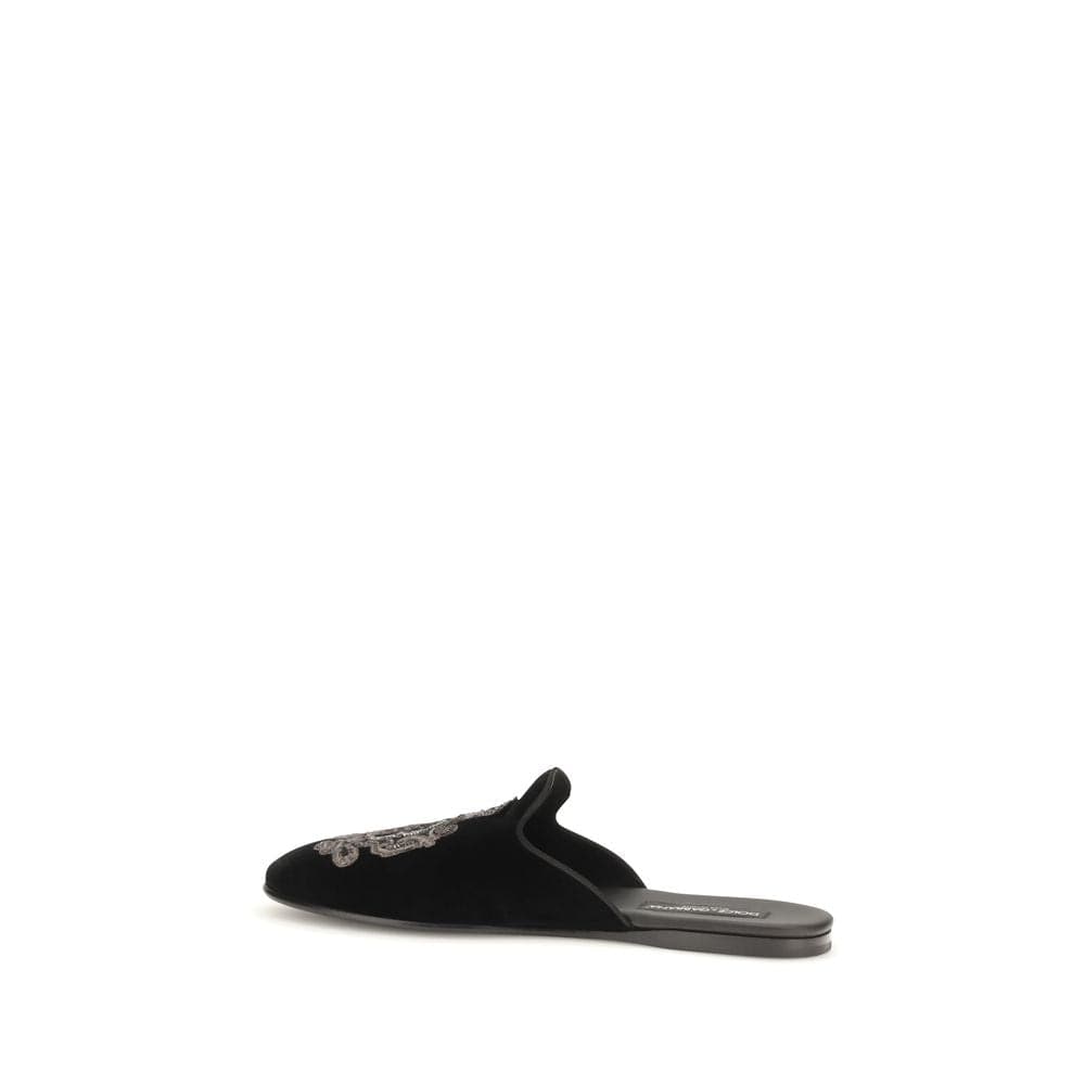 Dolce & Gabbana Black Velvet Flats - 3