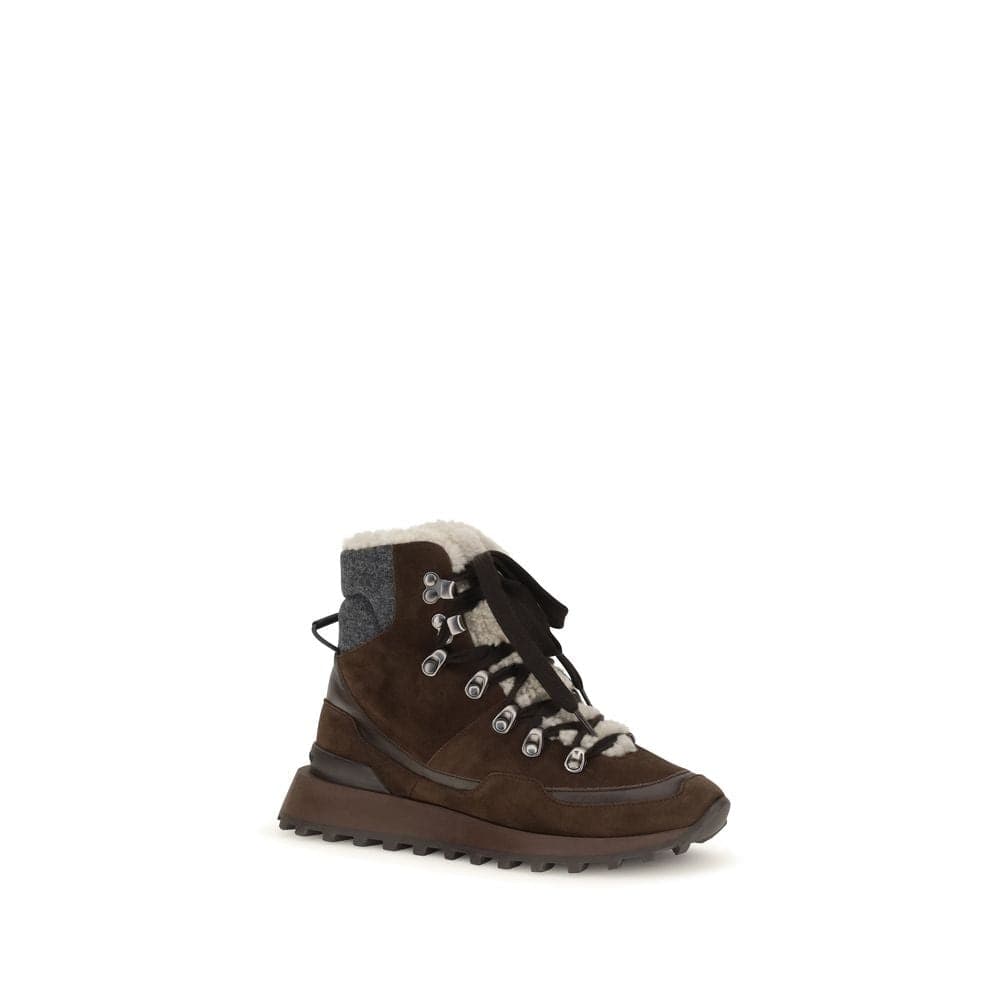 Brunello Cucinelli Brown Suede Leather Lace-Up Boots - 2