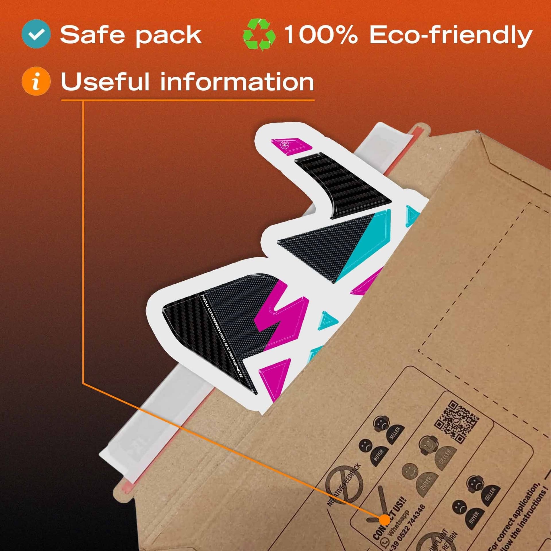 Adesivi 3D Laterali serbatoio moto compatibile con Honda NX500 2026 - 12
