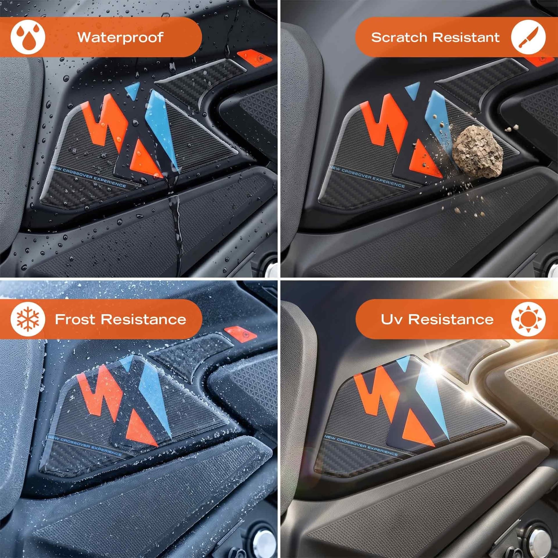 Adesivi 3D Laterali serbatoio moto compatibile con Honda NX500 2026 - 4