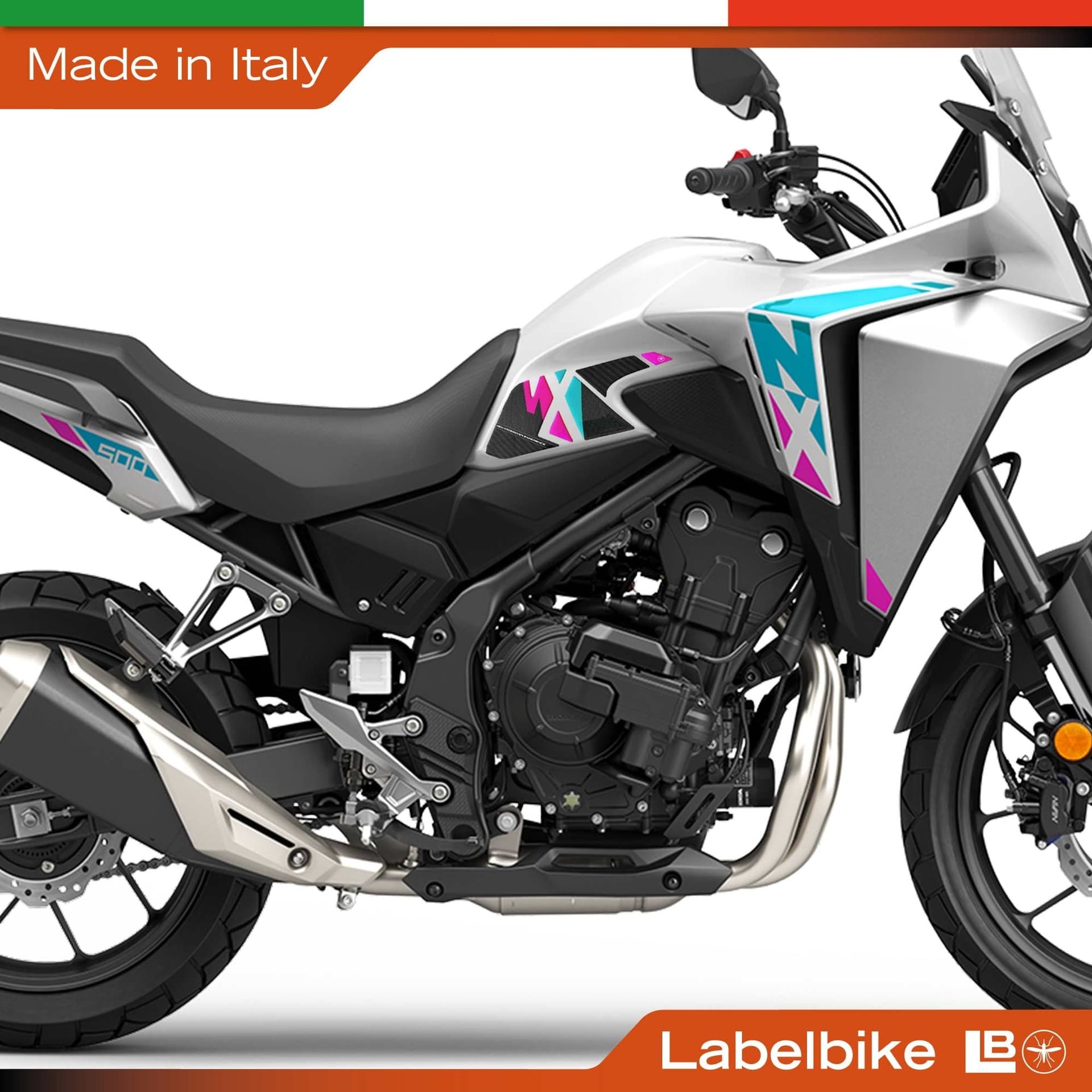 Adesivi 3D Laterali serbatoio moto compatibile con Honda NX500 2026 - 9