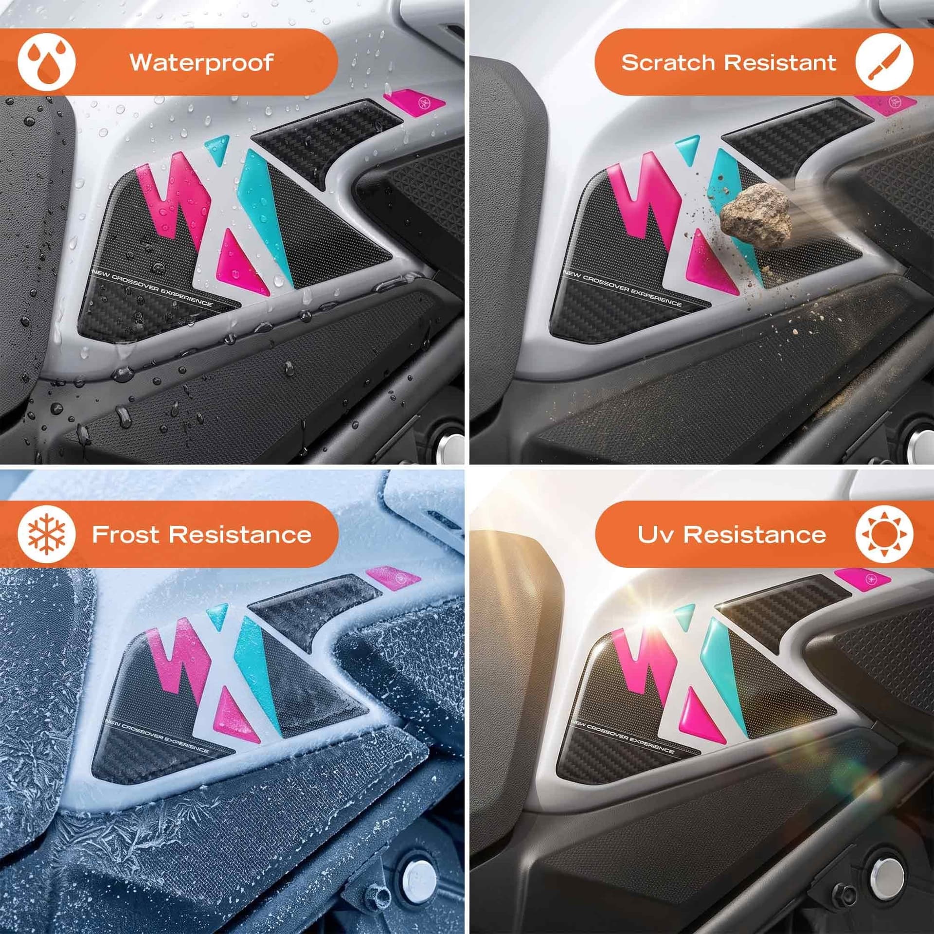 Adesivi 3D Laterali serbatoio moto compatibile con Honda NX500 2026 - 10
