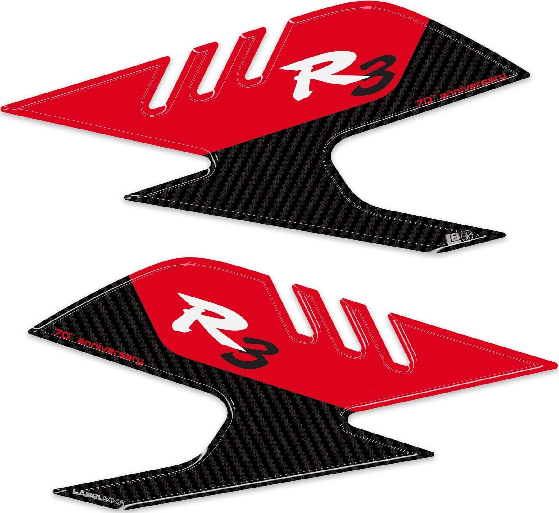 Adesivi 3D Laterali moto compatibile con Yamaha R3 2026 Anniversary White - 2