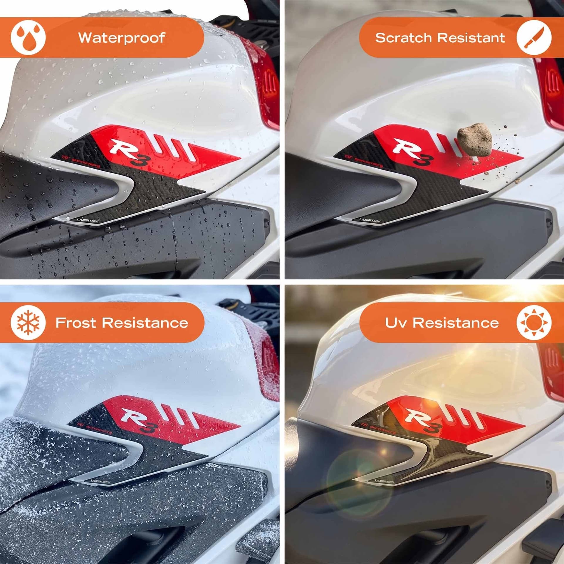 Adesivi 3D Laterali moto compatibile con Yamaha R3 2026 Anniversary White - 4