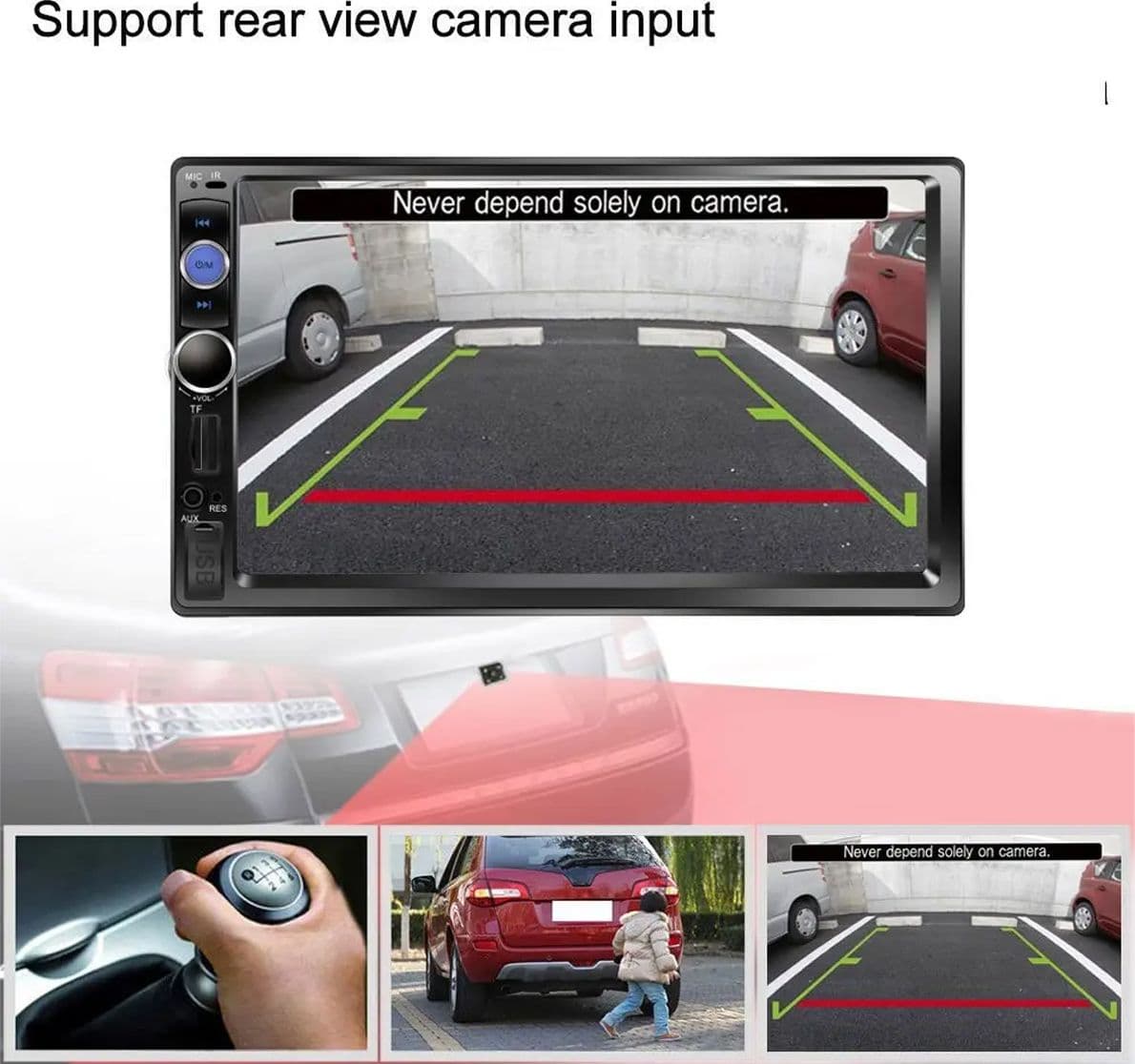 Autoradio 2 Din Touch Screen da 7 "Pollici Bluetooth Car audio AUX FM Supporto Telecamera Posteriore e Telecomando - 2
