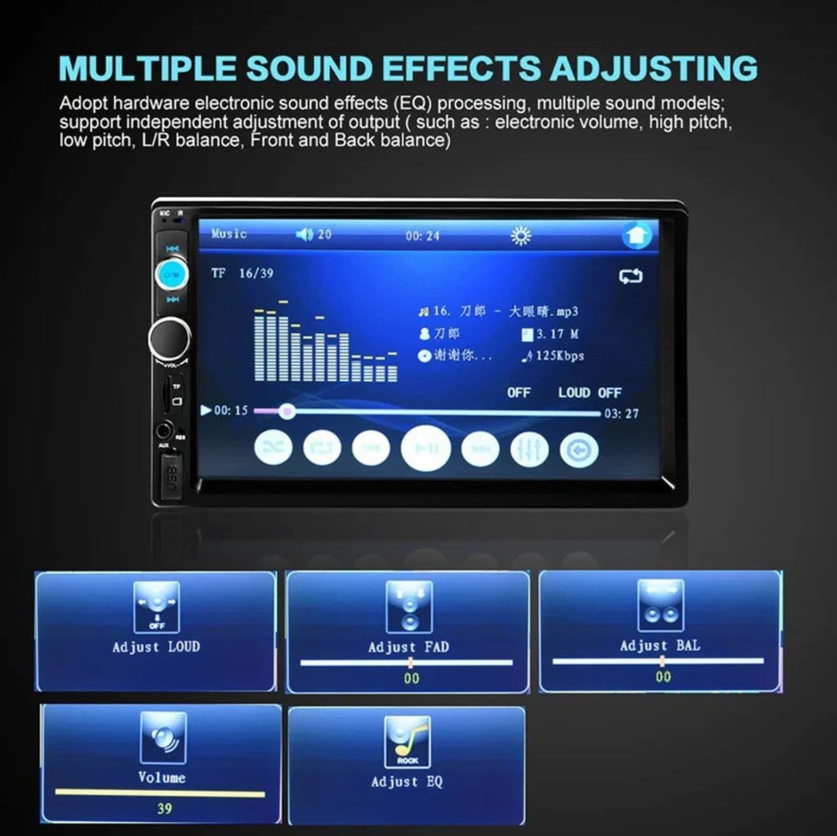 Autoradio 2 Din Touch Screen da 7 "Pollici Bluetooth Car audio AUX FM Supporto Telecamera Posteriore e Telecomando - 3
