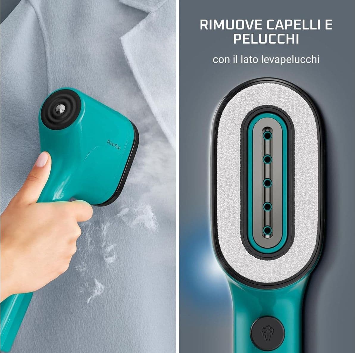 Rowenta Pure Pop DR2024 Ferro da Stiro Verticale 1300W Spazzola a Vapore Portatile per Viaggio Sistema Reversibile Levapelucchi Igienizzante Verde - 4