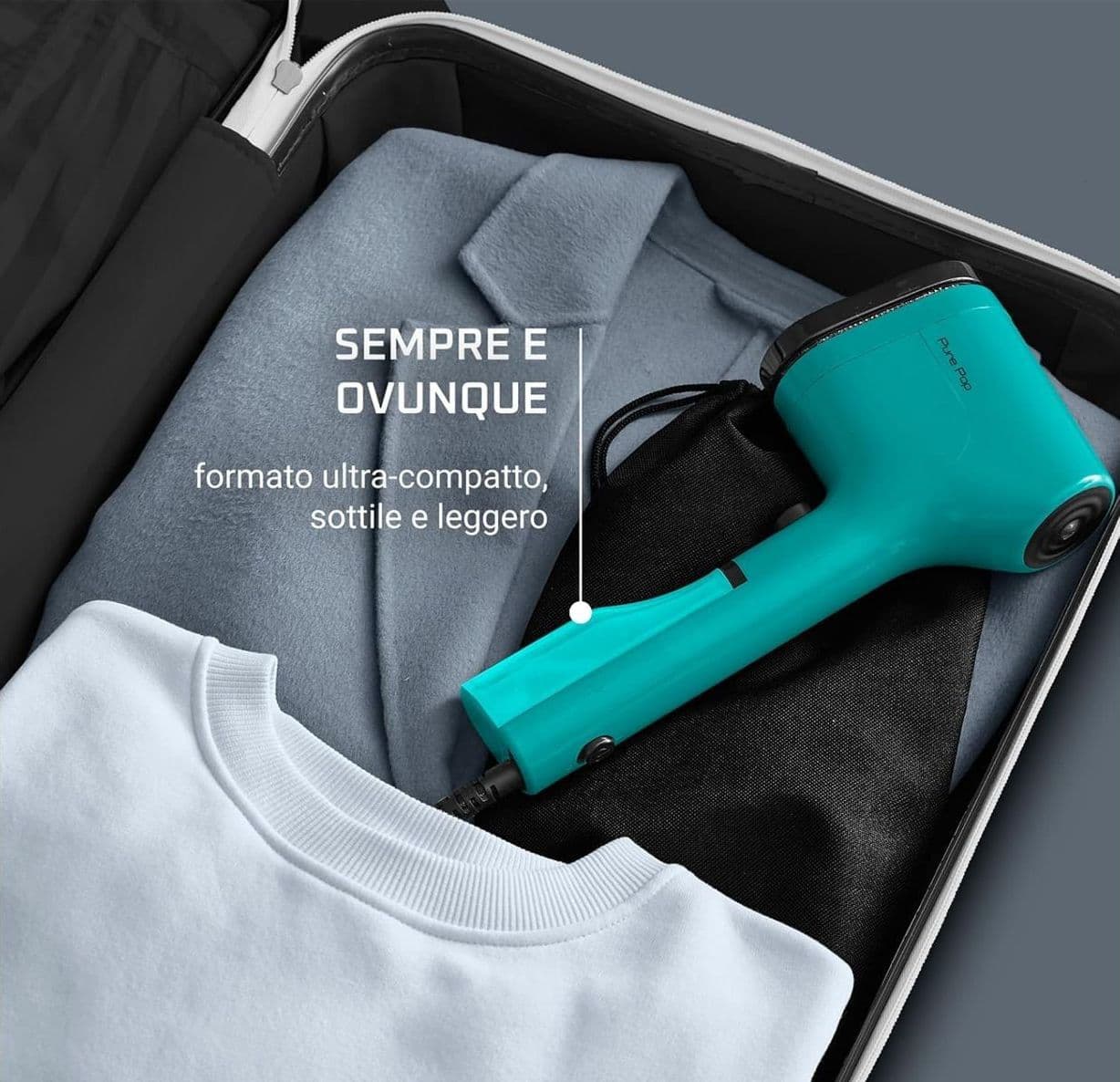 Rowenta Pure Pop DR2024 Ferro da Stiro Verticale 1300W Spazzola a Vapore Portatile per Viaggio Sistema Reversibile Levapelucchi Igienizzante Verde - 5