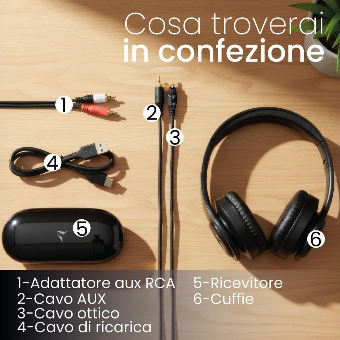 Techmade Cuffie Wireless per TV Sopra l'Orecchio Ricevitore UHF 30m Configurazione Facile Cuffia Senza Fili ad Alto Volume per Anziani e Ipoudenti Nero - Ex Esposizione - 3