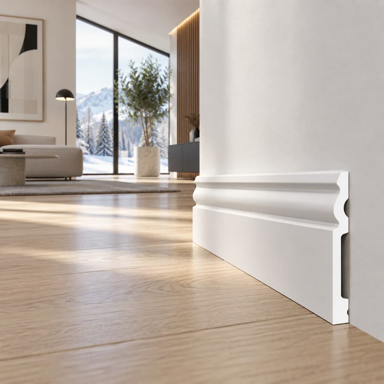 pacco da 112ML di Battiscopa RESISTO in polimeri extracompatti mod. DUCALE Bianco mis. 120x15mm - 2