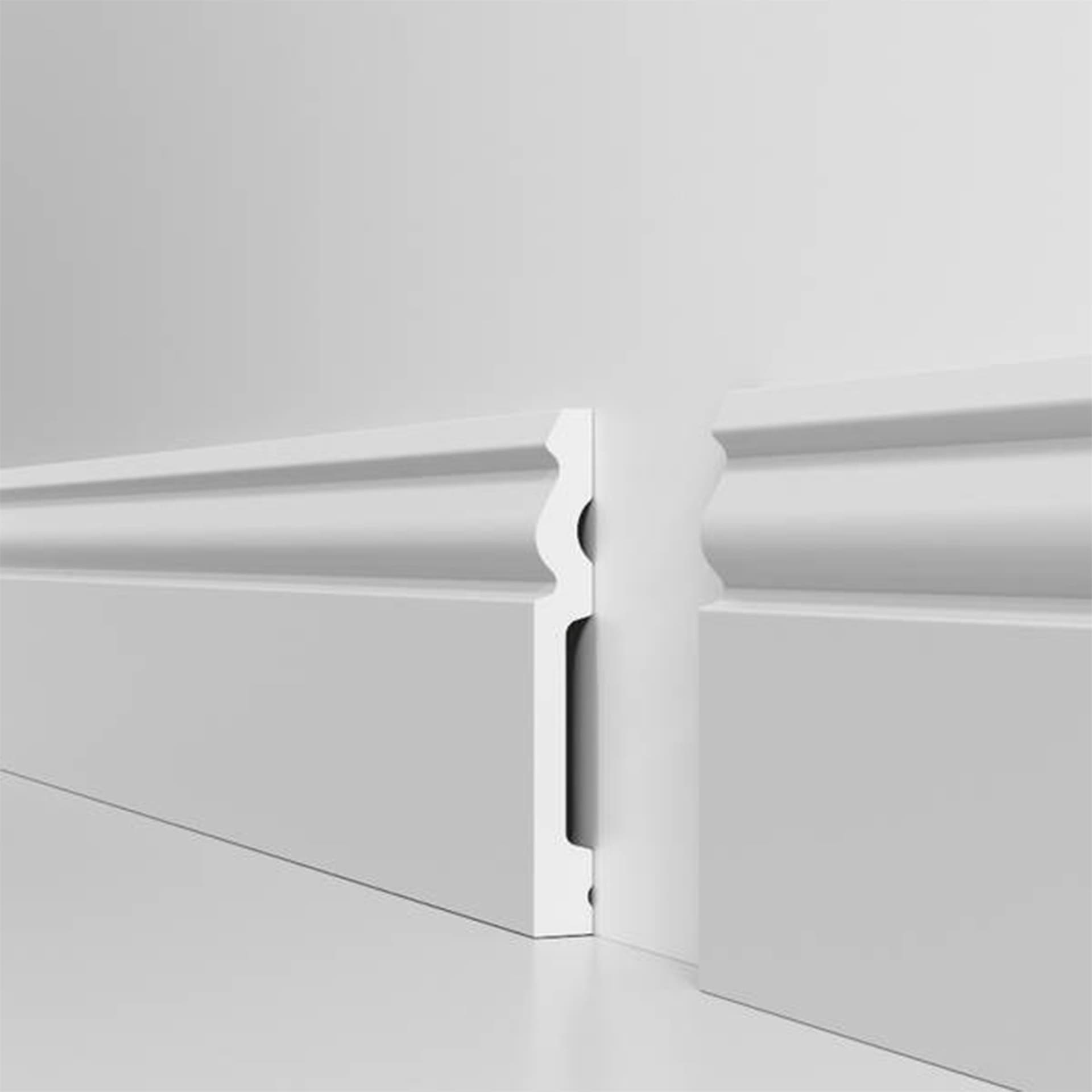 pacco da 112ML di Battiscopa RESISTO in polimeri extracompatti mod. DUCALE Bianco mis. 120x15mm - 5