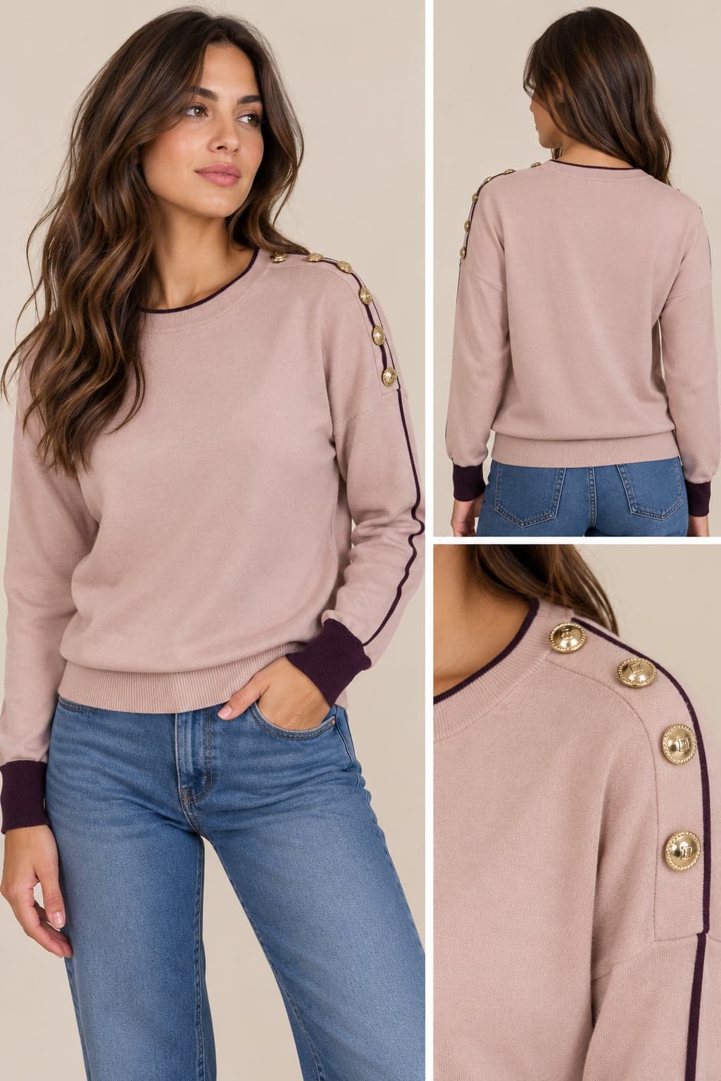 MAGLIA CON CONTRASTI E BOTTONI - 3