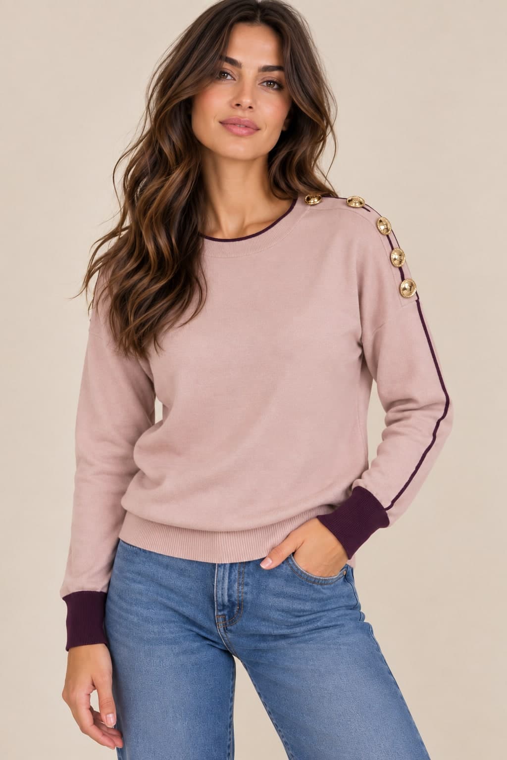 MAGLIA CON CONTRASTI E BOTTONI - 5